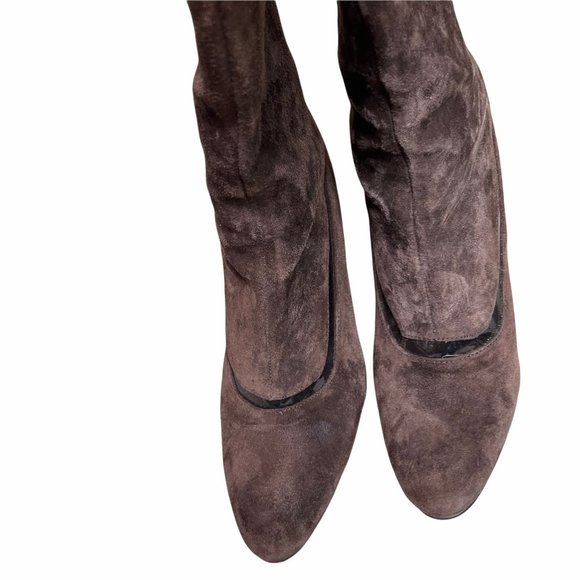 Hot in Hollywood Brown Suede and Clear Knee High Boots 7 - Picture 3 of 6